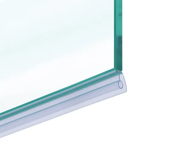 Self-adhesive shower door seal, water deflector and bellows