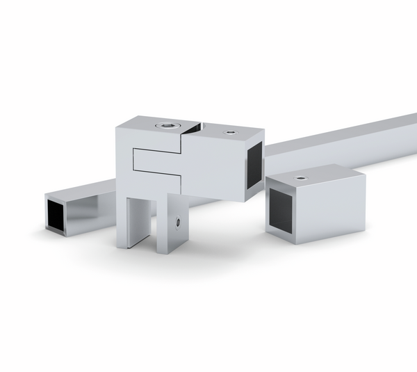 Set barra di rinforzo quadro 15, vetro-muro 90° Set barra di rinforzo quadro 15, vetro-muro 90°