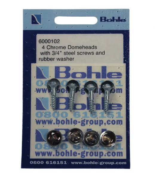 Domeheads, chrome, 3/4" screws, washers