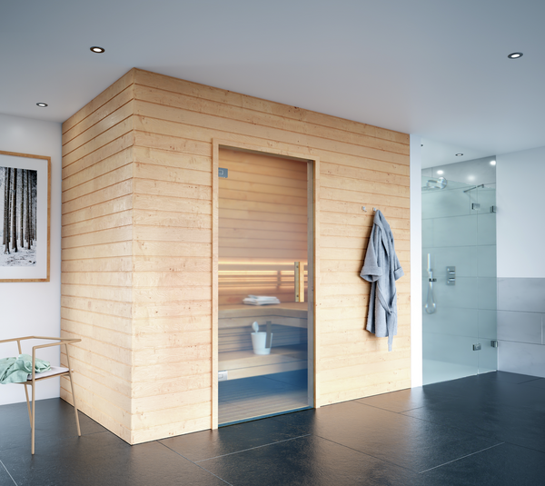 Juna® shower door hinge, glass-wall 90° for saunas