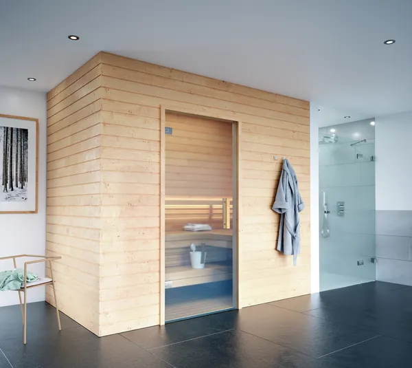 Cerniera per porte doccia Juna®, vetro-muro a 90° per sauna