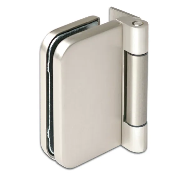 Frame glass door hinge with screw-on plate, round