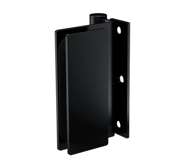 Stainless steel door hinge with screw-on plate, angular