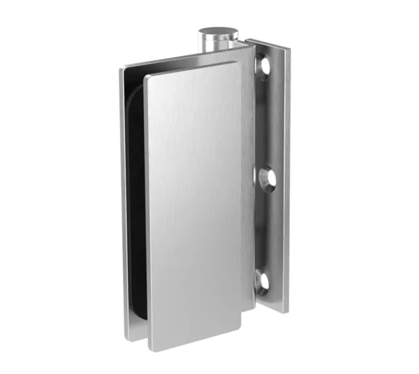 Stainless steel door hinge with screw-on plate, angular