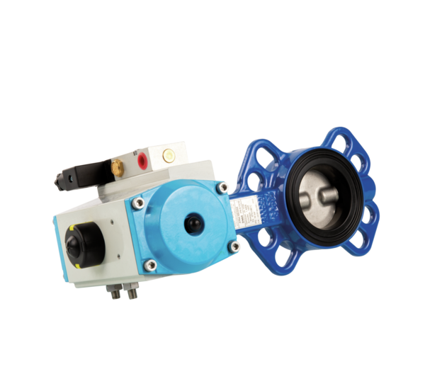 Wafer type butterfly valve, pneumatic with solenoid valve