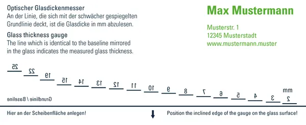 Optischer Glasdickenmesser mit Kundenlogo zweifarbig