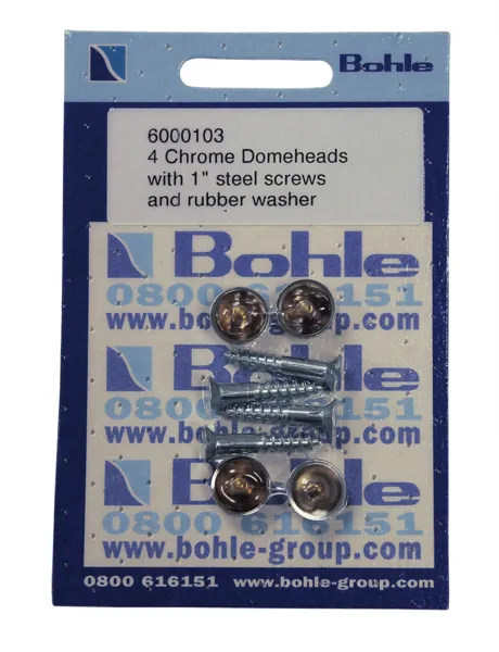 Domeheads, chrome, 1" screws, washers